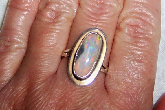Vintage opal Native American small ring, size 8.2… - image 2