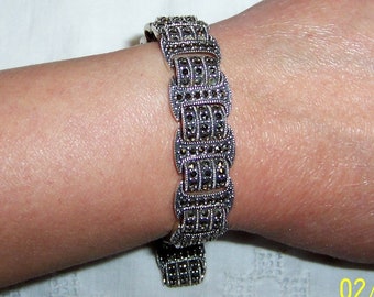 Vintage art deco marcasite bracelet. Sterling silver. Signed. Read description.