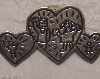 Vintage Family Brooch. Sterling silver.