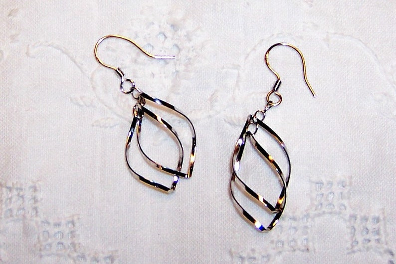 Vintage Twisted Dangle earrings. Sterling Silver. image 2