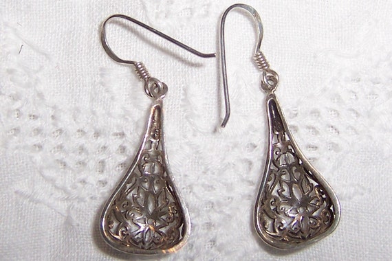 Vintage Filigree Drop earrings. Sterling silver. - image 3