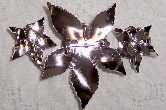 Vintage flower brooch-pendant and earrings set. S… - image 2