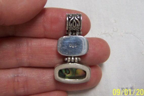 Vintage Bali style abalone pendant. Sterling silv… - image 5