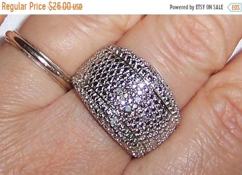 Sterling over brass. EXTENDED SALE 20/% OFF Vintage Band Diamond ring