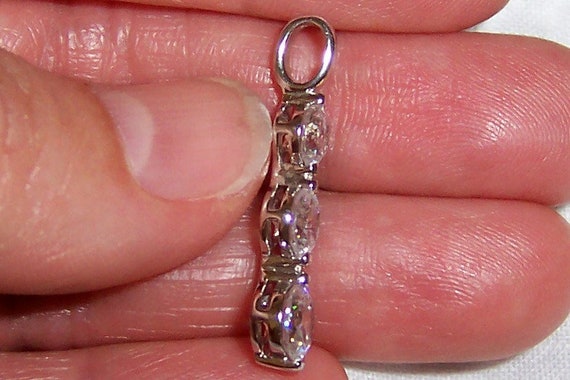 Vintage Clear Cubic zirconias journey pendant. St… - image 5