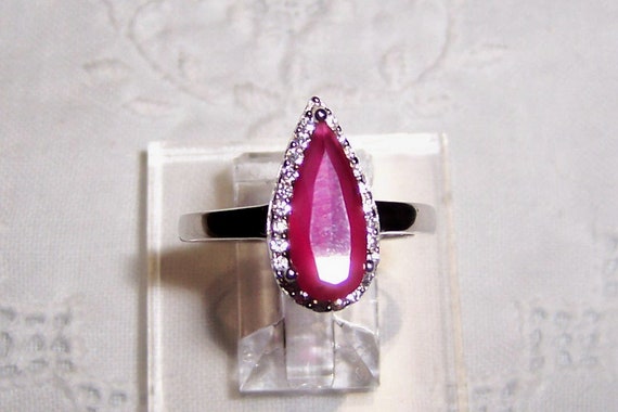 Vintage lab created ruby and clear cubic zirconia… - image 1