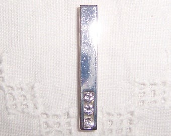 Vintage 3 Clear Cubic zirconias slide pendant. Sterling silver.