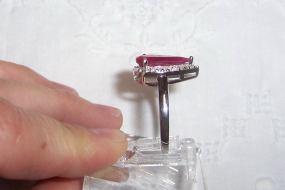 Vintage lab created ruby and clear cubic zirconia… - image 4