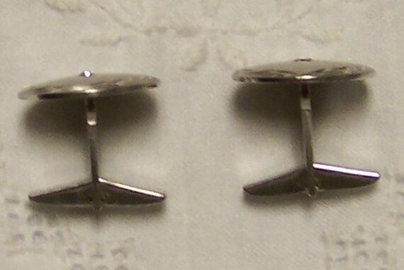 Vintage diamond cut and clear stone cuff links. S… - image 4