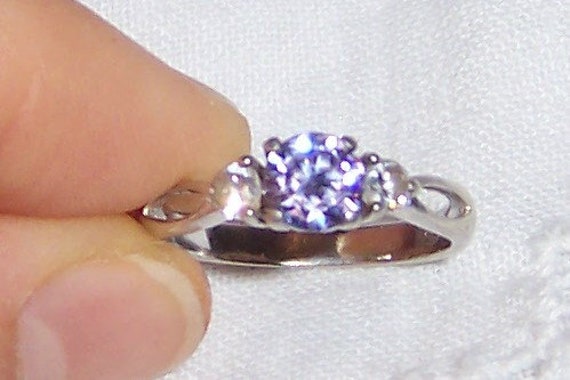 Vintage Lavender and Clear cubic zirconias ring. … - image 1