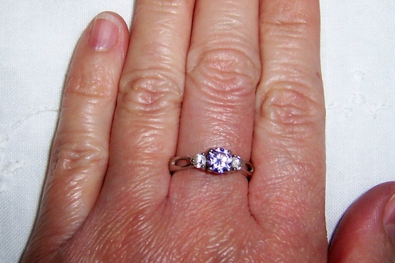Vintage Lavender and Clear cubic zirconias ring. … - image 9