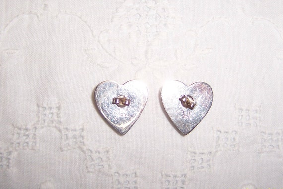 Vintage Hollow Heart earrings. Sterling Silver. - image 4