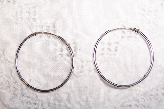 Vintage Round Hoop earrings. Sterling silver. - image 1