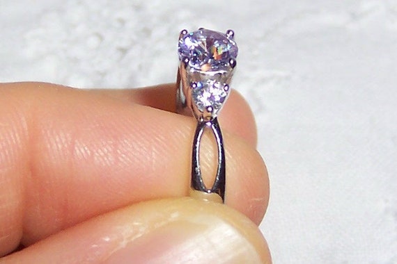 Vintage Lavender and Clear cubic zirconias ring. … - image 6