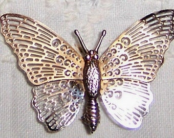 Vintage filigree butterfly brooch. Sterling silver or sterling plated. Read description.