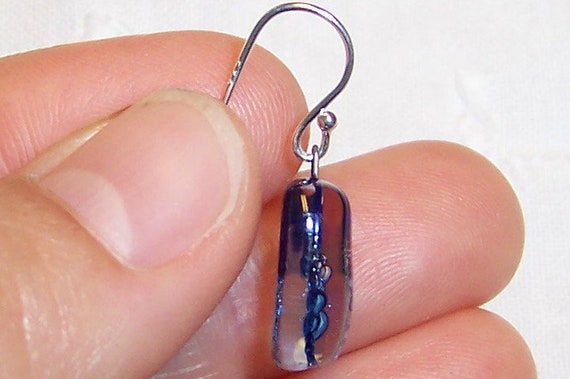 Vintage Small Dichroic glass earrings. Sterling s… - image 4