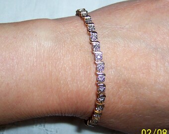 Vintage diamonds and S links bracelet. Yellow gold over sterling silver.