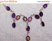 CLOSING STORE 35 ALL. Vintage Amethyst Necklace. Sterling Silver.