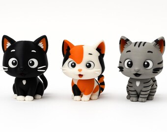 Chibi Cat Keychain – 3D Printed Kawaii Kitty Charm
