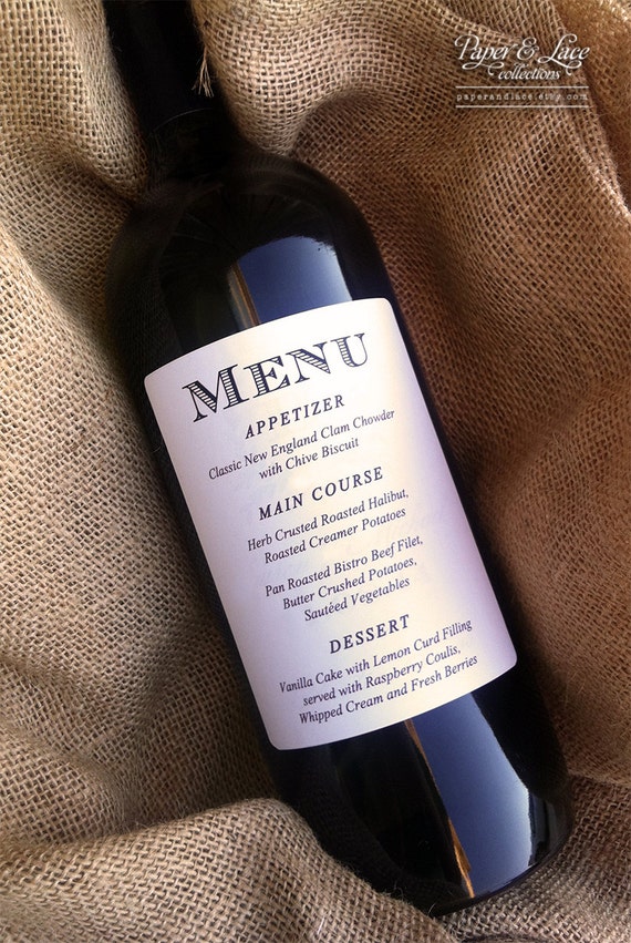 Items similar to Wine Bottle Menu Labels on Etsy