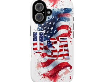 USA Flag Watercolor Phone Case | Protective Dual-Layer Design