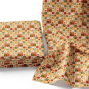 Patchworkstoff „Herbstliche Ernte“ – Großpackung, Herbstquiltstoff, Stoff mit Kürbis- und Blättermotiv für Thanksgiving – individuell zugeschnitten | Polyester