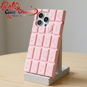 iPhone Phone Case, Chocolate Bar 3D Phone Case, Cute Cartoon Chocolate Design, Soft Silicone Shockproof Cover, Kawaii Phone Case Gift, Gift for Kids.