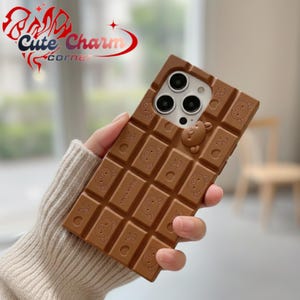 iPhone Phone Case, Chocolate Bar 3D Phone Case, Cute Cartoon Chocolate Design, Soft Silicone Shockproof Cover, Kawaii Phone Case Gift, Gift for Kids.