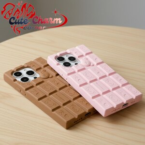 iPhone Phone Case, Chocolate Bar 3D Phone Case, Cute Cartoon Chocolate Design, Soft Silicone Shockproof Cover, Kawaii Phone Case Gift, Gift for Kids.