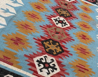 Wool Jute Kilim Rug, Handwoven Wool Jute Rug, Kilim Jute Rug, Flatweave Rug, Bohemian Rug, Indian Dhurrie Rug, Navajo Kilim Rug, Custom Rug