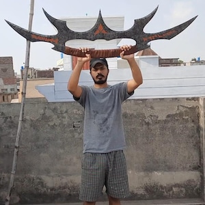 Handgefertigtes klingonisches Kohlenstoffstahl Bat’leth-Schwert von Kahless – Display & Cosplay Requisite