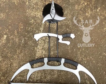 Handmade Carbon Steel Klingon Batleth, Mekleth Mini Display Set | Cosplay Prop | Wall Hanging Decor