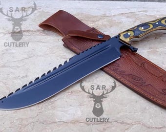 Custom Handmade Bowie Knife | High Carbon Steel Blade with Leather Sheath | Outdoor & Collector Item