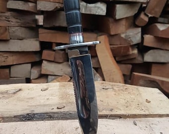 Custom Handmade Bowie Knife with Leather Sheath – Carbon Steel Blade – Gift for Collectors