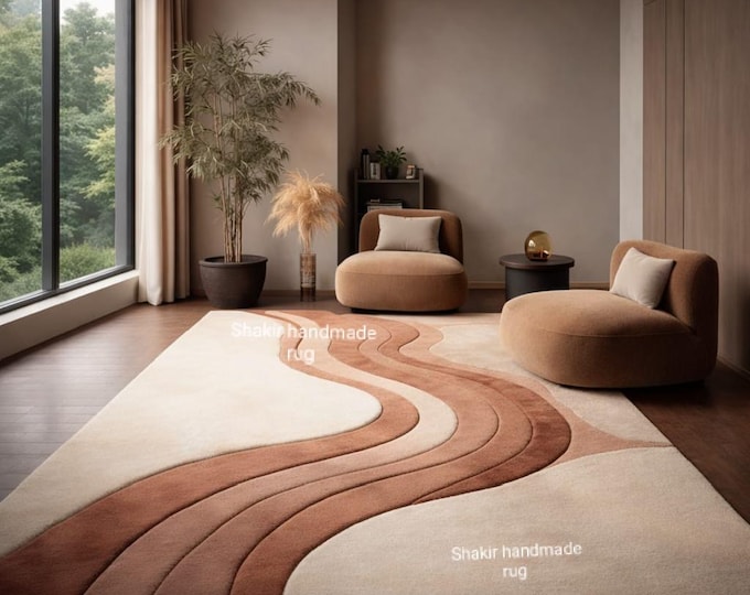 Handmade Tufted Home decor Rug: New Zealand Soft primium wool Geometric Decor