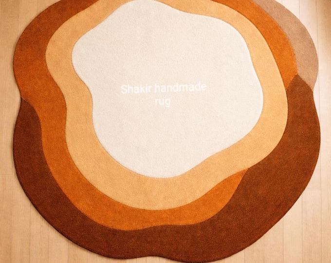 Handmade Tufted Wool Rug: Round Tribal Geometric Decor