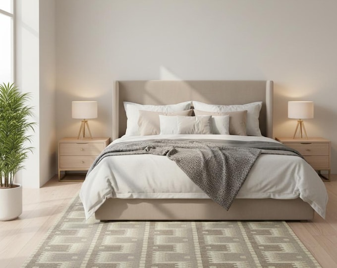 Handwoven Beige Kilim Rugs – Modern Geometric Flat weave Carpet and Rugs living room rugs, Bedroom rugs, Kilim rugs, kids room rugs, Durri.