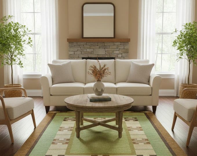 Handwoven Green Kilim Rugs – Modern Geometric Flat weave Carpet and Rugs living room rugs, Bedroom rugs, Kilim rugs, kids room rugs.