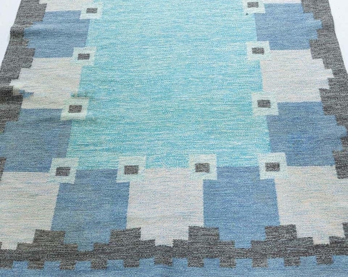 Handwoven Blue Kilim Rugs – Modern Geometric Flat weave Carpet and Rugs living room rugs, Bedroom rugs, Kilim rugs, kids room rugs.