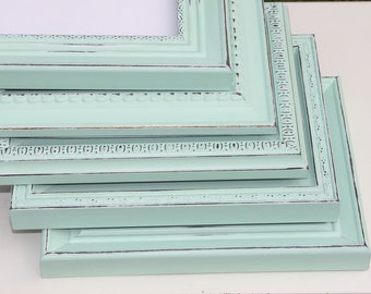 Picture Frame Mint Green Shabby Chic Vintage Hand Painted Distressed Frame Made to Order