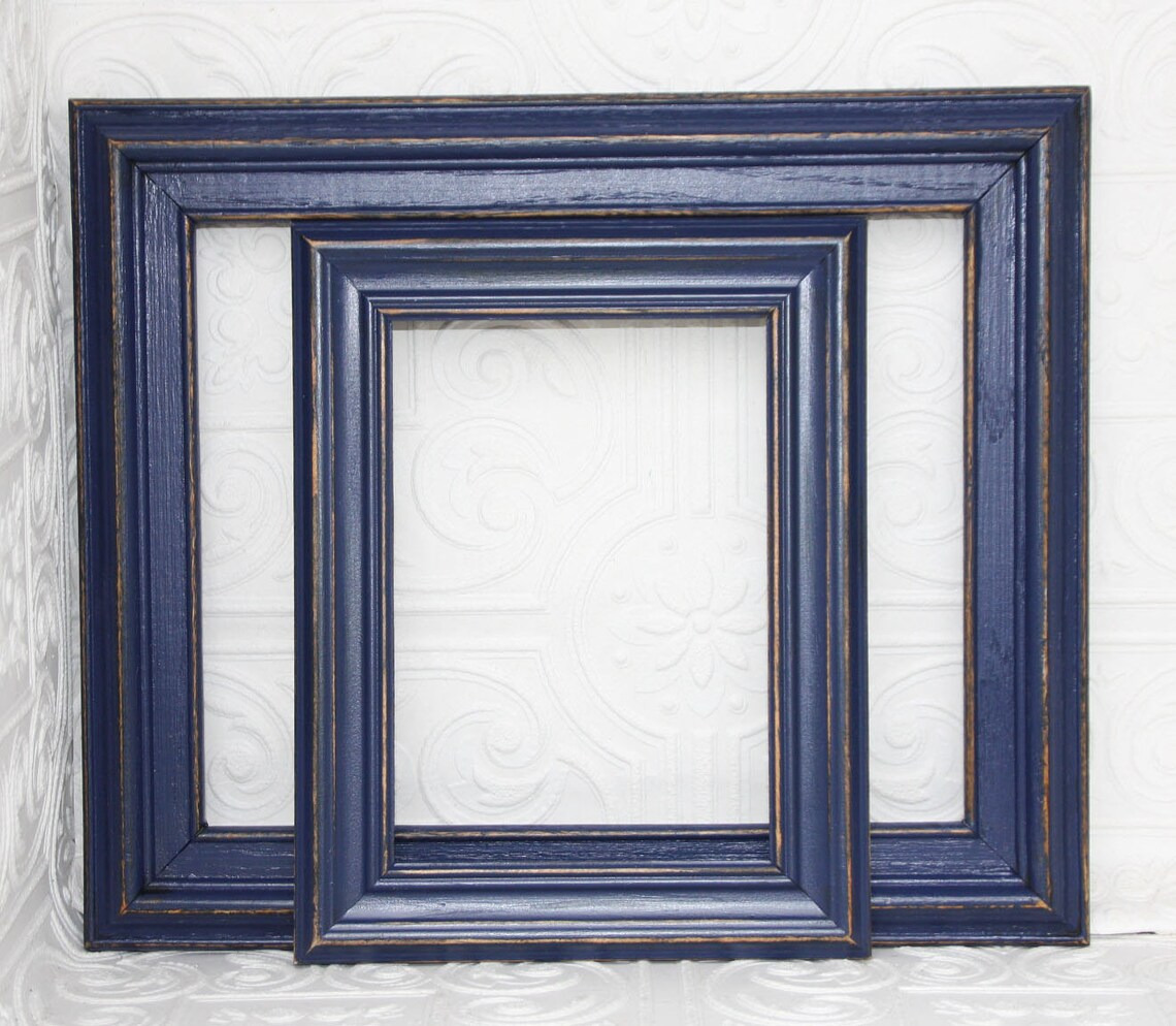 Navy Blue Picture Frame Set of Four 8x10 Hand Painted Etsy