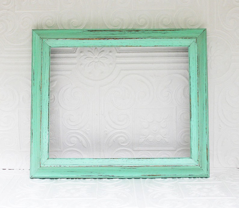 8x10 Mint Green Frame Thick Shabby Chic Vintage Hand Painted Distressed Frame Made to Order