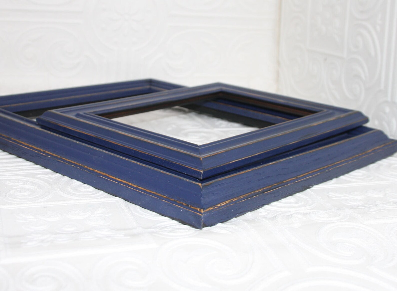Navy Blue Picture Frame Set of Four 8x10 Hand Painted Etsy