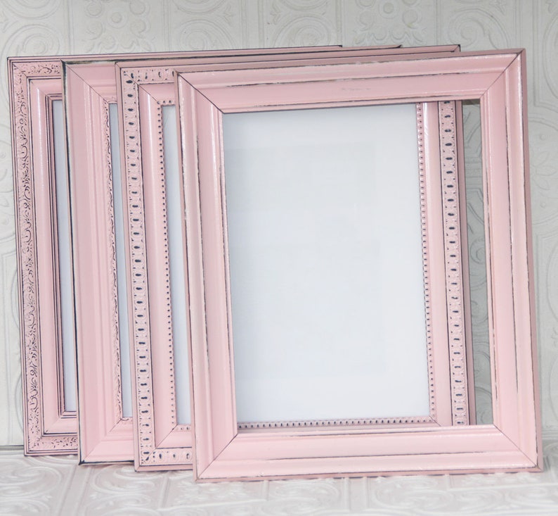 Pink picture Frame Set Of Three 8x10 Painted Distressed Shabby Etsy