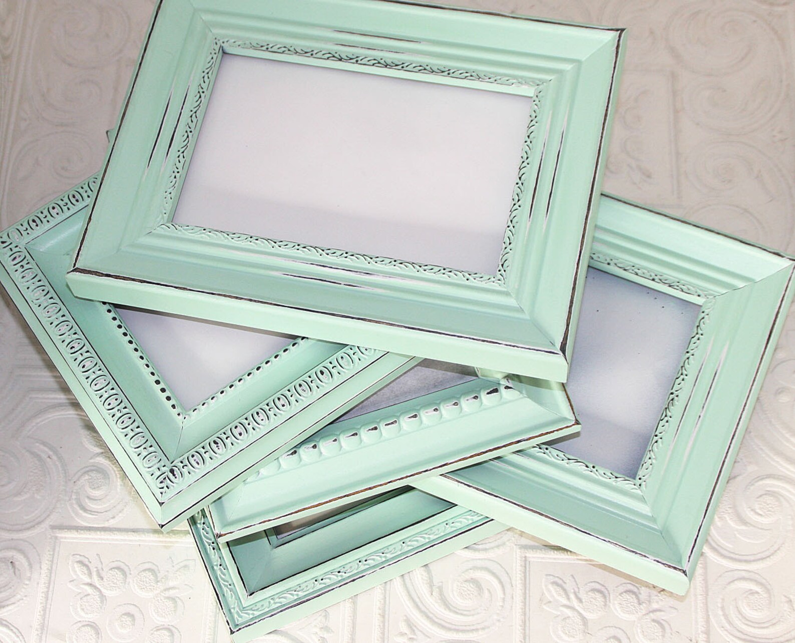 Mint Green Picture Frame Hand Painted & Distressed Made to Etsy