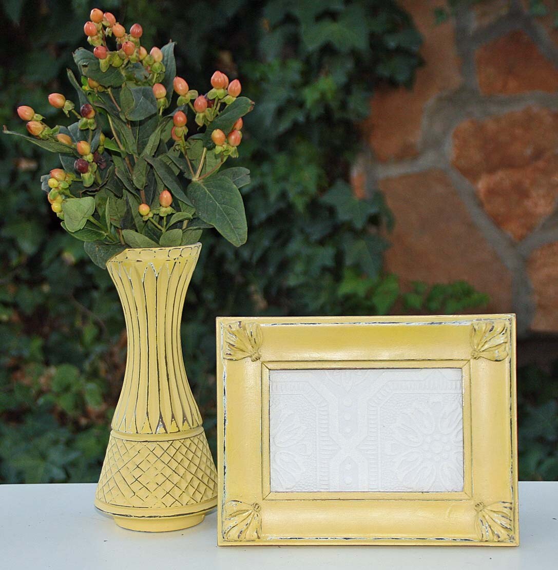 Mustard Yellow Picture Frame Set Hand Painted Shabby Chic Etsy