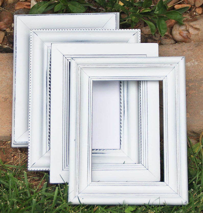 White Picture Frame Your Choice Size & Style Hand Painted Distressed