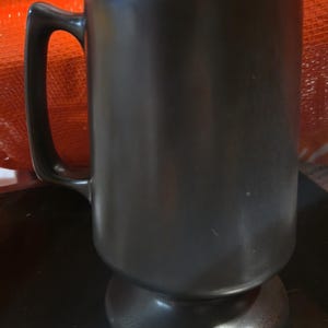 Vintage Hall Pottery Pedestal Coffee Mug | Black Stoneware #1873 | Mid Century USA Made Mug
