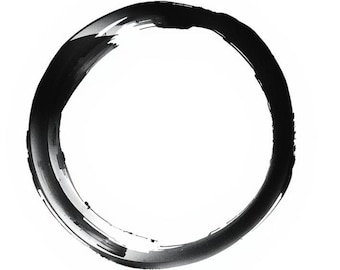 Japońska grafika ścienna Zen Enso do druku, minimalistyczny okrąg z tuszem Sumi, wystrój Wabi Sabi, nowoczesne japońskie wnętrze, natychmiastowe pobranie