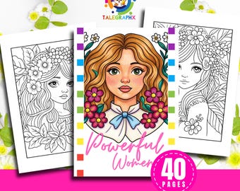 Powerful Woman Colorbook, Feminist Coloring Book for All Ages, Empowering Women Coloring Pages, Black Girl Art